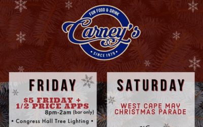 Christmas in Cape May!

Eat, Drink & Be Merry this weekend

$5 FRIDAYS & 1/2 Price Apps kicks off this week!! 8pm – 2am (bar onl…