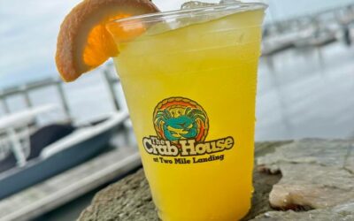 Crabby Hour at Two Mile Landing Restaurants & Marina on the bay!🍊Crush with Fresh Squeezed OJ!