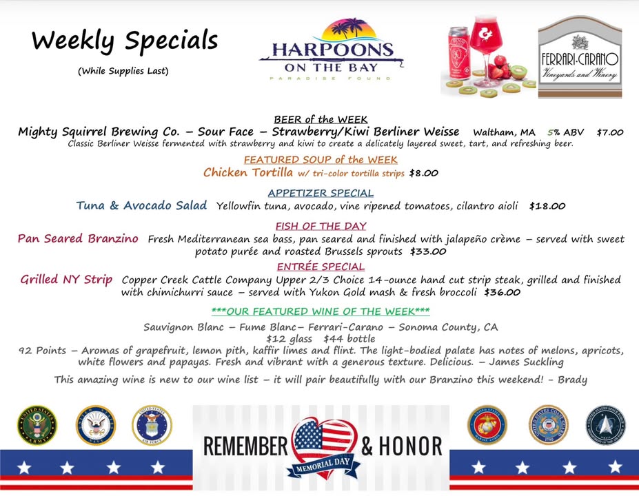 🇺🇸 Memorial Day Weekend starts at Harpoons today, Thursday! | Things to ...